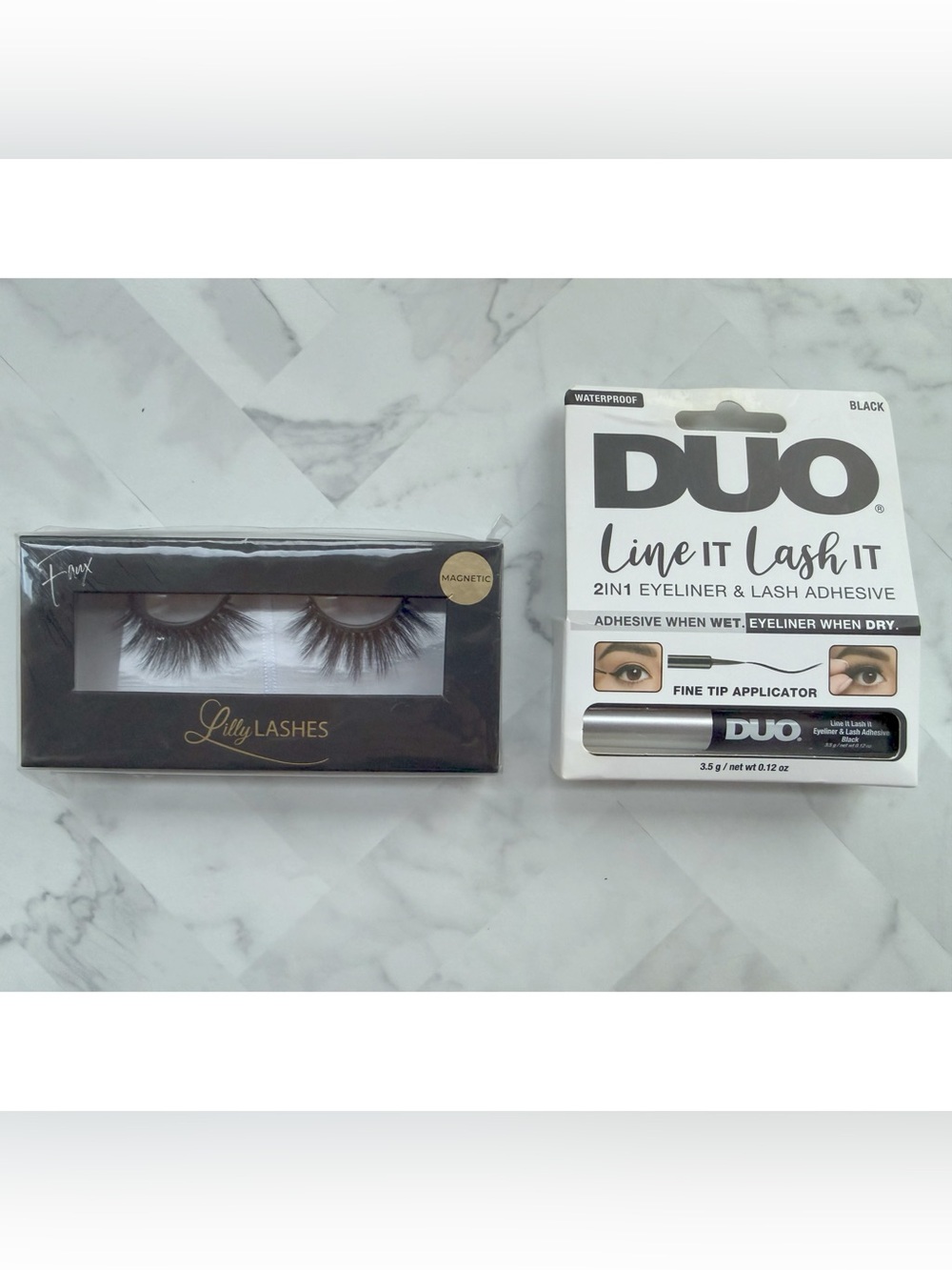 Lilly Lashes Magnetic Wispy Black Lashes with DUO Line It Lash It